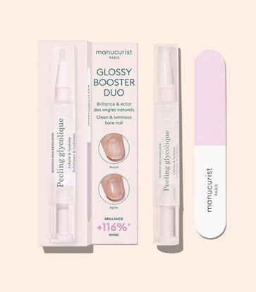 Picture of BingoSpa MANUCURIST_SET Glossy Booster Duo Peeling Pen peeling z kwasem glikolowym + Mini Nail Buffer dwustronna polerka