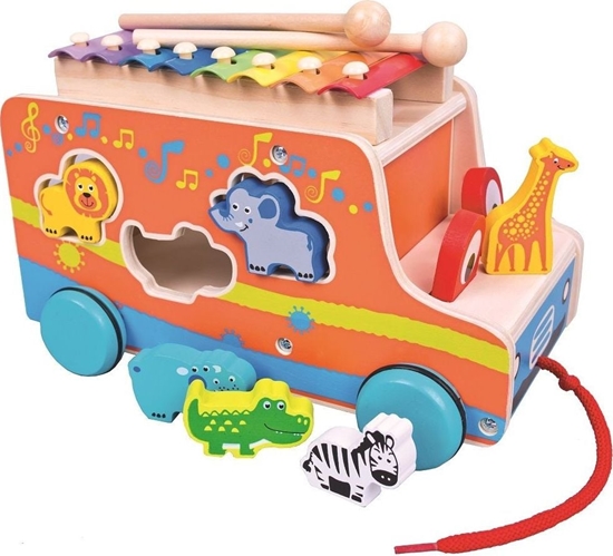 Picture of Bino Drewniany samochód z ksylofonem zwierzta