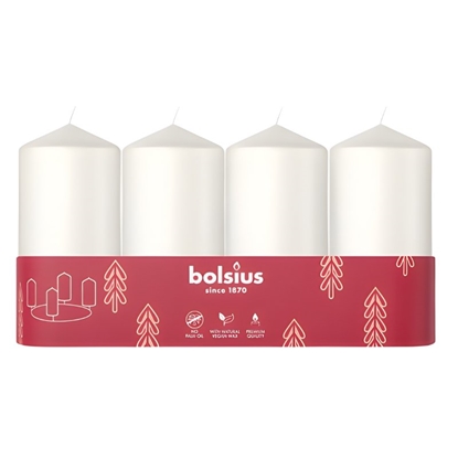Attēls no Bolsius Cylinder Candles 4pcs 100x48mm White