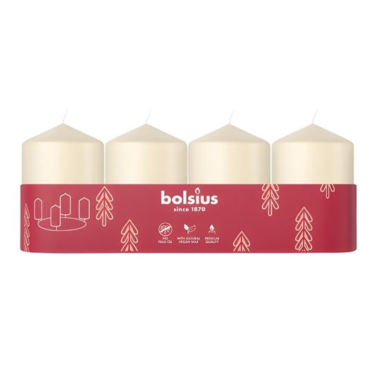 Picture of Bolsius Cylinder Candles 4pcs 60x40mm Cream
