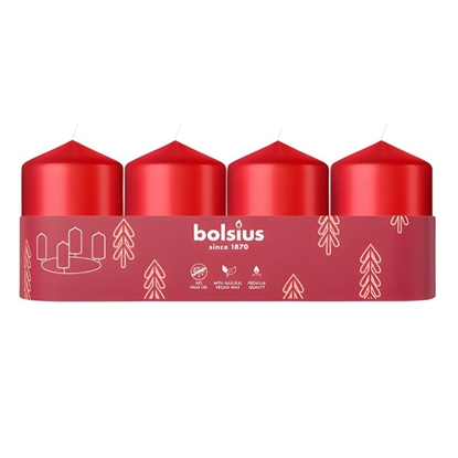 Attēls no Bolsius Cylinder Candles 4pcs 60x40mm Red