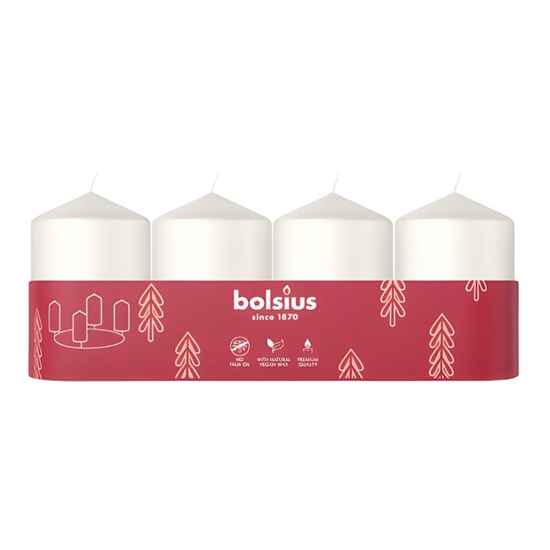 Picture of Bolsius Cylinder Candles 4pcs 60x40mm White