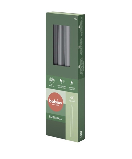 Picture of Bolsius Table candles 245/24mm Gray 4pcs