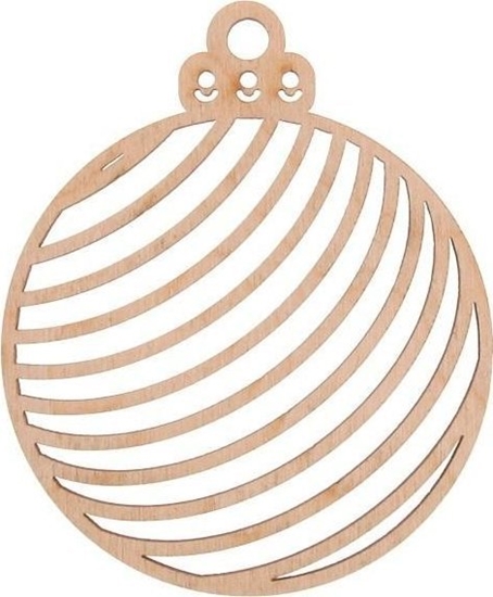 Picture of Bombka drewniana w paski 3szt naturalna
