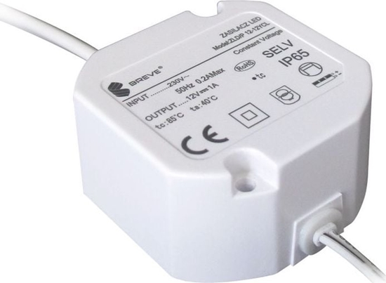 Изображение BREVE Zasilacz LED 24V DC 12W 0,5A IP65 /z zabezpieczeniami/ ZLDP 12-24YCL 19724-9019