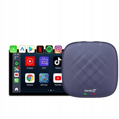 Изображение CARLINKIT Adapter bezprzewodowy AI Box z Androidem 13 - 8 GB + 128 GB do oryginalnych radioodbiorników samochodowych z CarPlay niebieski
