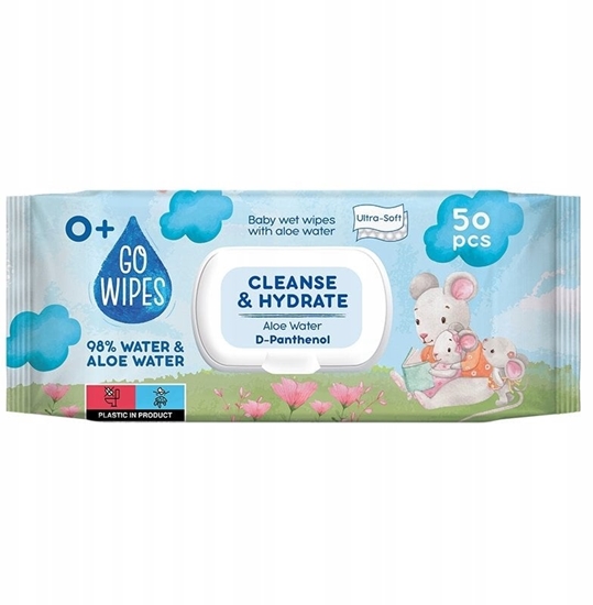 Изображение Chusteczki nawilane dla dzieci GOWIPES, z wod aloesow i d-pantenolem, 50 szt.