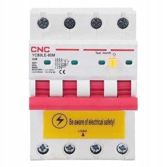 Изображение CNC CNC Nuotkio rel su automatiniu ijungikliu, 4P, 25A, C klass, 30mA, 6kA