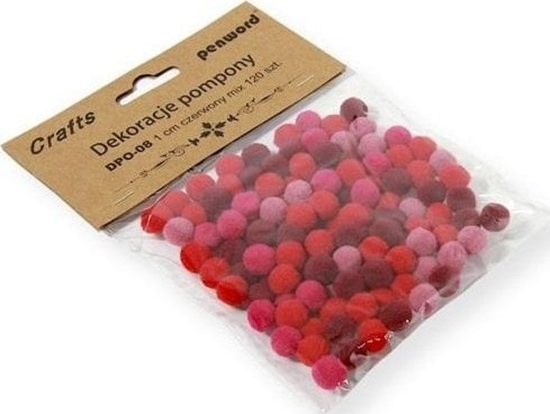 Picture of Dekoracje pompony 1cm mix czerwony 120szt