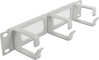 Picture of Delock 10″ Cable Management Brush Strip with 3 hooks 1U grey