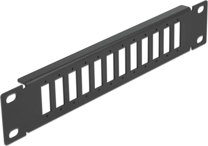Picture of Delock 10″ Fiber Optic Patch Panel 12 Port for SC Duplex / LC Quad 1U black