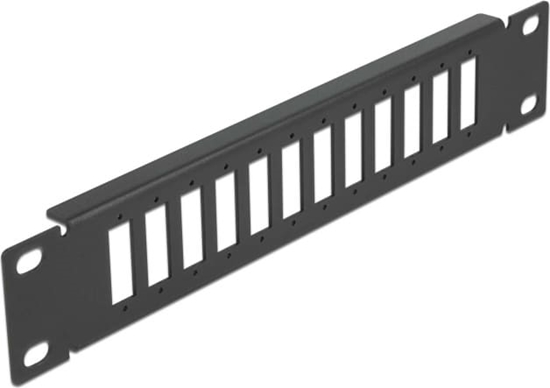 Picture of Delock 10″ Fiber Optic Patch Panel 12 Port for SC Duplex / LC Quad 1U black