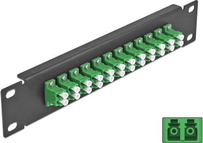 Picture of Delock 10″ Fiber Optic Patch Panel 12 Port LC Duplex green 1U black