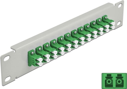 Picture of Delock 10″ Fiber Optic Patch Panel 12 Port LC Duplex green 1U grey
