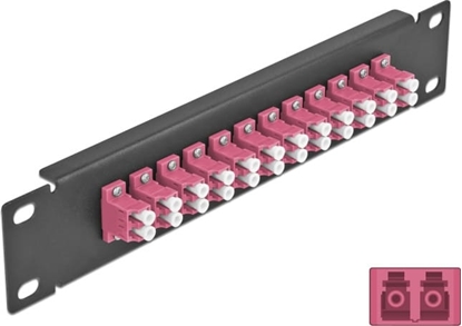 Picture of Delock 10″ Fiber Optic Patch Panel 12 Port LC Duplex violet 1U black