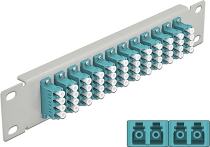 Picture of Delock 10″ Fiber Optic Patch Panel 12 Port LC Quad aqua 1U grey