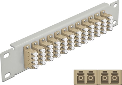 Picture of Delock 10″ Fiber Optic Patch Panel 12 Port LC Quad beige 1U grey