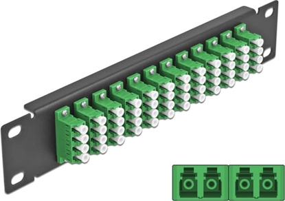 Picture of Delock 10″ Fiber Optic Patch Panel 12 Port LC Quad green 1U black