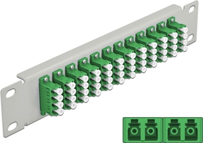 Picture of Delock 10″ Fiber Optic Patch Panel 12 Port LC Quad green 1U grey