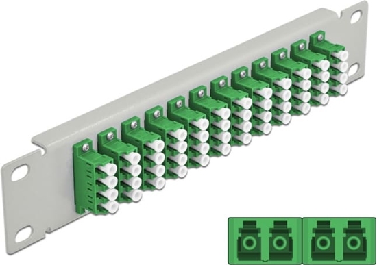 Picture of Delock 10″ Fiber Optic Patch Panel 12 Port LC Quad green 1U grey