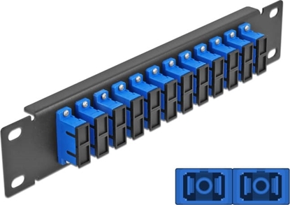 Picture of Delock 10″ Fiber Optic Patch Panel 12 Port SC Duplex blue 1U black