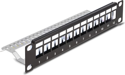 Picture of Delock 10″ Keystone Patch Panel 12 port with strain relief 1U black