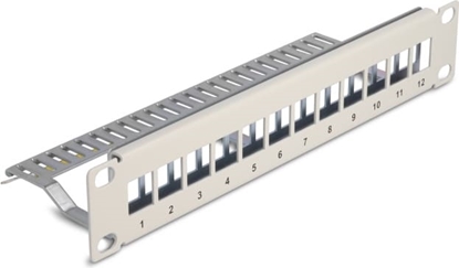 Picture of Delock 10″ Keystone Patch Panel 12 port with strain relief 1U grey
