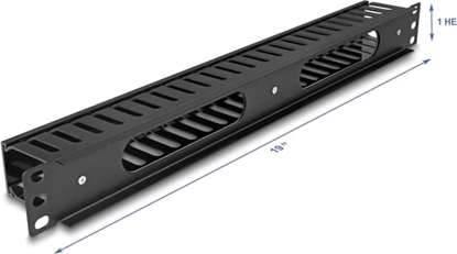 Picture of Delock 19″ 1U Cable Management Routing Panel with 2 openings metal / plastic black