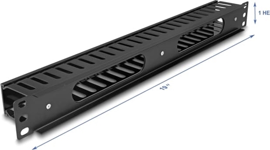 Picture of Delock 19″ 1U Cable Management Routing Panel with 2 openings metal / plastic black