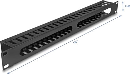 Picture of Delock 19″ 1U Cable Management Routing Panel with 2 openings metal black