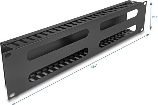 Picture of Delock 19″ 2U Cable Management Routing Panel with 4 openings metal black