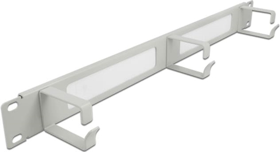 Picture of Delock 19″ Cable Management Brush Strip with 3 hooks 1U grey