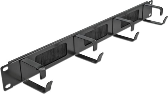 Picture of Delock 19″ Cable Management Brush Strip with 4 hooks 1U black
