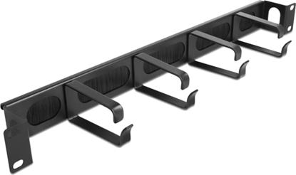 Picture of Delock 19″ Cable Management Brush Strip with 4 hooks and side cable entry 1U black