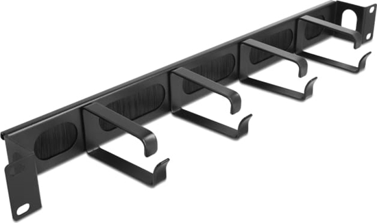 Picture of Delock 19″ Cable Management Brush Strip with 4 hooks and side cable entry 1U black
