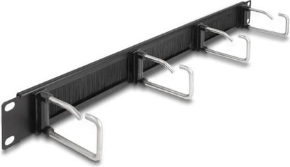 Picture of Delock 19″ Cable Management Brush Strip with 4 metal hooks 1U black