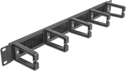 Picture of Delock 19″ Cable Management Brush Strip with 5 hooks 1U black