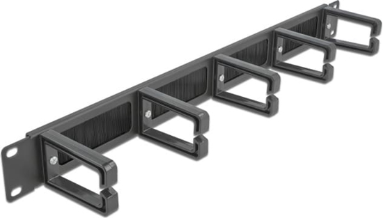 Picture of Delock 19″ Cable Management Brush Strip with 5 hooks 1U black