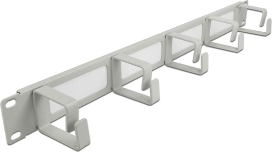 Picture of Delock 19″ Cable Management Brush Strip with 5 hooks 1U grey