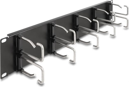 Picture of Delock 19″ Cable Management Routing Panel with 10 metal hooks 2U black