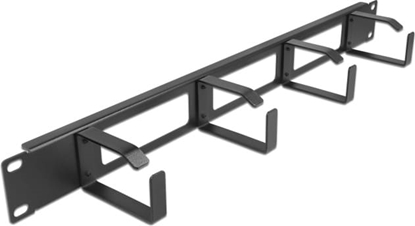 Picture of Delock 19″ Cable Management Routing Panel with 3 openings and 4 hooks 1U black