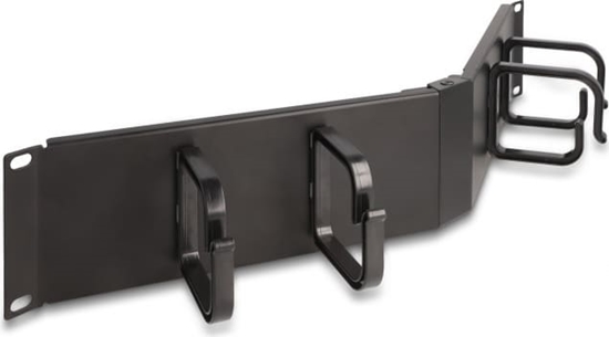 Picture of Delock 19″ Cable Management Routing Panel with 4 hooks 2U angled black