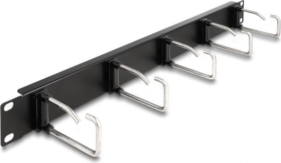 Picture of Delock 19″ Cable Management Routing Panel with 5 metal hooks 1U black