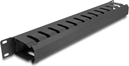 Picture of Delock 19″ Cable Management Routing Panel with brush and 2 openings 1U black