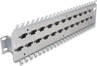 Picture of Delock 19″ Cable support rail for network cable connectors with LSA connection 24 port metal