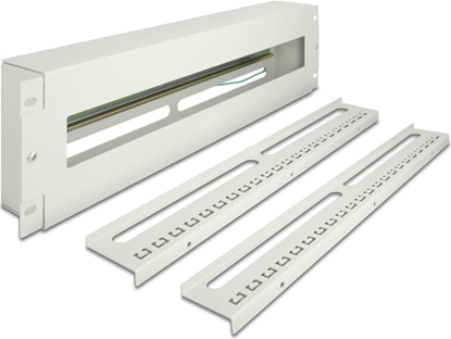 Picture of Delock 19″ Circuit-breaker with cover and DIN rail including 2 x cable strain relief rails 3U metal grey