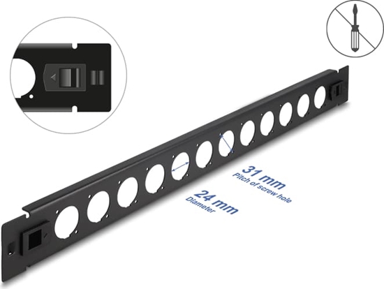 Picture of Delock 19″ D-Type Patch Panel 12 port tool free black