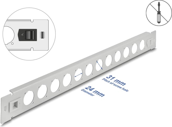 Picture of Delock 19″ D-Type Patch Panel 12 port tool free grey