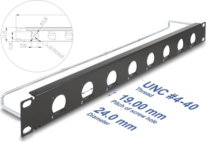 Picture of Delock 19″ D-Type Patch Panel with strain relief 8 port 1U black