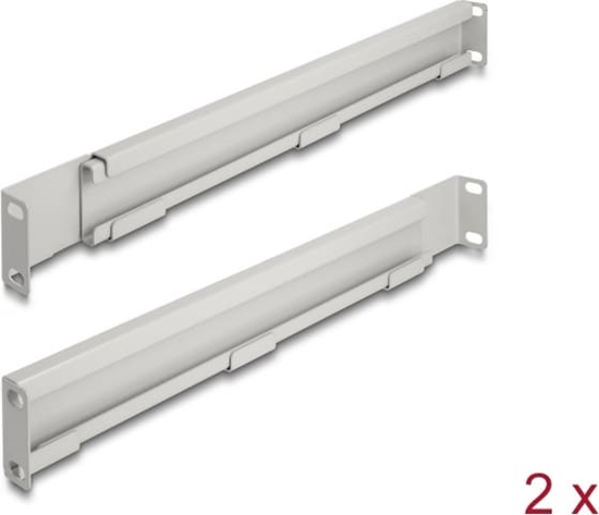 Picture of Delock 19″ Mounting bracket adjustable length 368 - 600 mm for network cabinet 1U grey 2 pieces